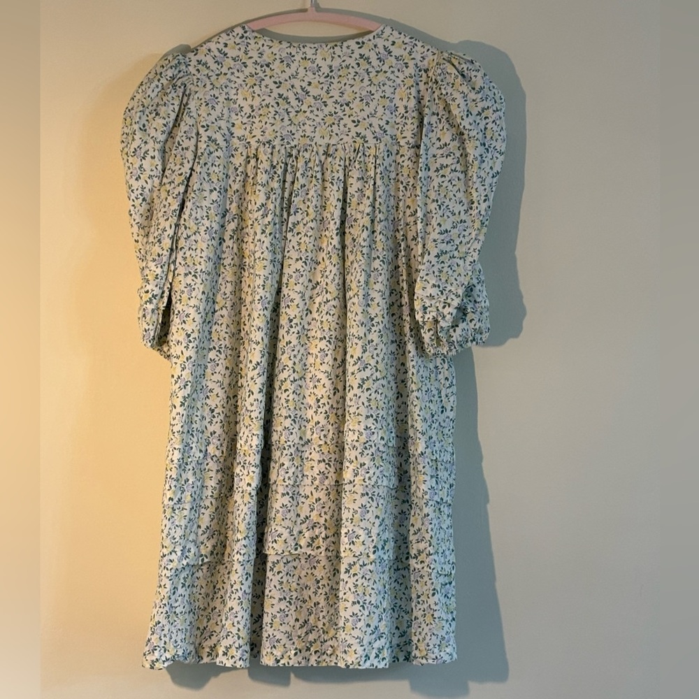 Mable Floral Puff Sleeve Mini Dress 100% Cotton Size M - Picture 6 of 9